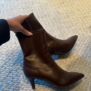 Elegant Brown Leather Ankle Boots